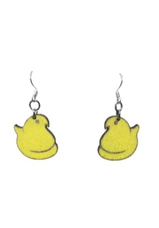 Peep (Small - Yellow) Laser-Cut Wooden Earrings