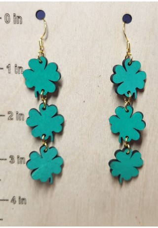 Shamrock (Light Green - x3) Laser-Cut Wooden Earrings