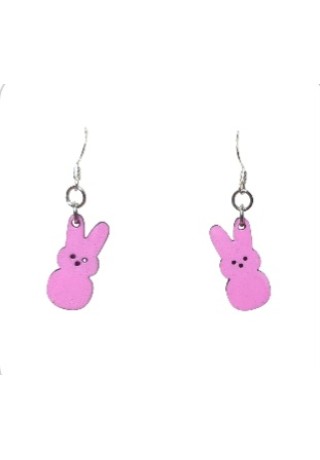 Bunny Peep (Small - Pink) Laser-Cut Wooden Earrings
