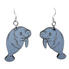 Manatee Laser-Cut Wooden Earrings