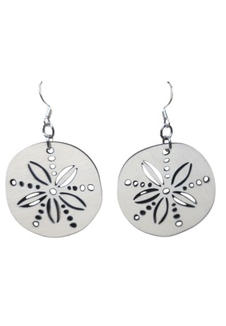 Sand Dollar Laser-Cut Wooden Earrings