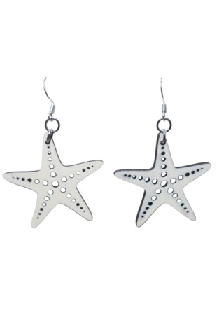 Starfish (Center Cut Design) Laser-Cut Wooden Earrings