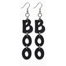 BOO (Black) Laser-Cut Wooden Earrings