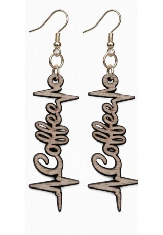 Coffee (Letters) Laser-Cut Wooden Earrings 
