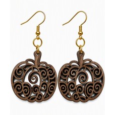 Pumpkin Laser-Cut Wooden Earrings
