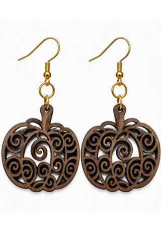 Pumpkin Laser-Cut Wooden Earrings