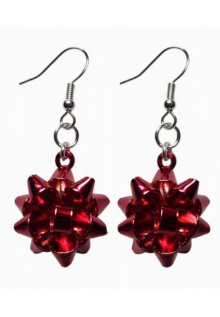 Dark Red Christmas Bow Earrings