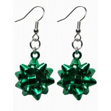 Green Christmas Bow Earrings
