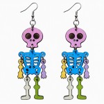 Skeleton Laser-Cut Wooden Earrings (Multi-Colored)