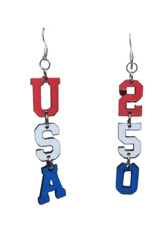 USA250 (Small) Laser Cut Wooden Earrings