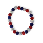 Red, Light Silver, Blue Patriotic Pave Bead Bracelet