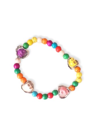 Multi-colored Beads with Multi-color Skull Charm Bracelet