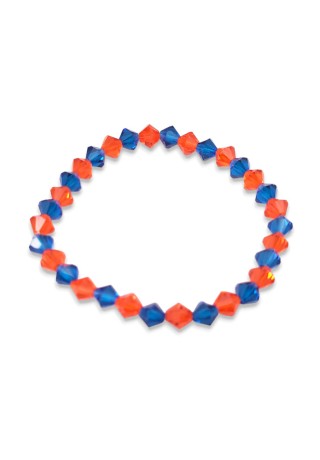 Small Orange and Blue Bi-cone Bead Bracelet