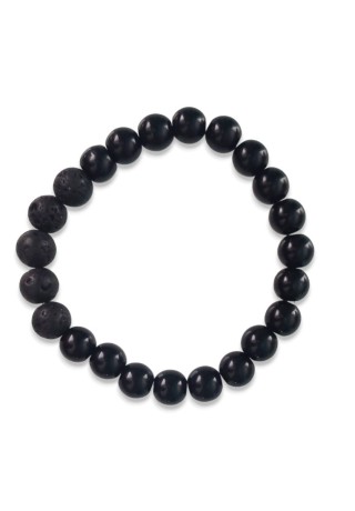 Black Bead with Black Lava Bead Bracelet