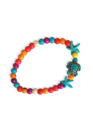 Rainbow Color Beads with Turtle Charm and Starfish Bracelet Rainbow Color Beads with Turtle Charm and Starfish Bracelet