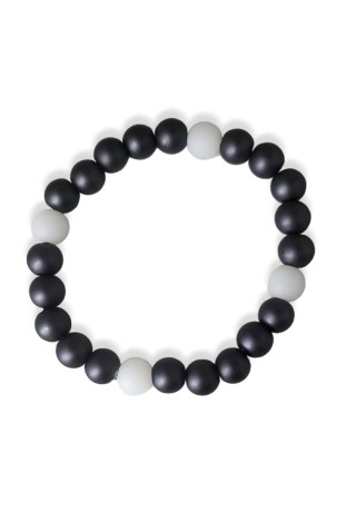 Flat Black and White Bead Bracelet