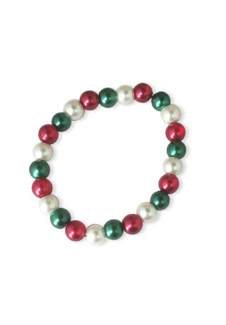 Red, White, and Green Bead Bracelet