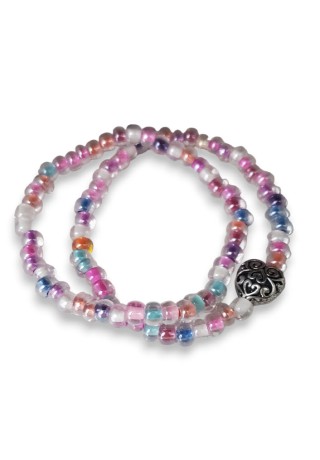 Multi-colored Seed Beads with Metal Heart Charm Bracelet (1 set of 2) Multi-colored Seed Beads with Metal Heart Charm Bracelet (1 set of 2)