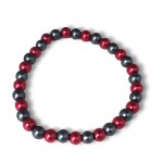 Reflective Red and Pewter Bead Bracelet