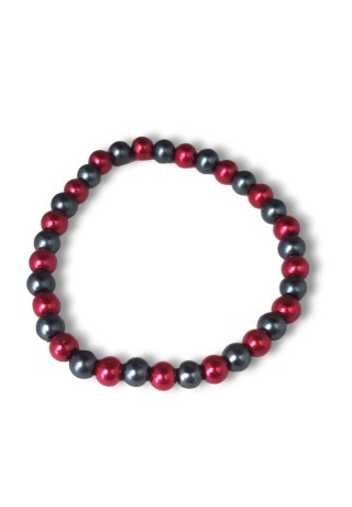 Reflective Red and Pewter Bead Bracelet