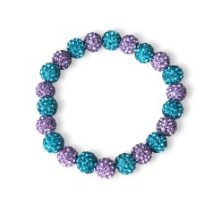 Purple and Turquoise Pave Bead Bracelet