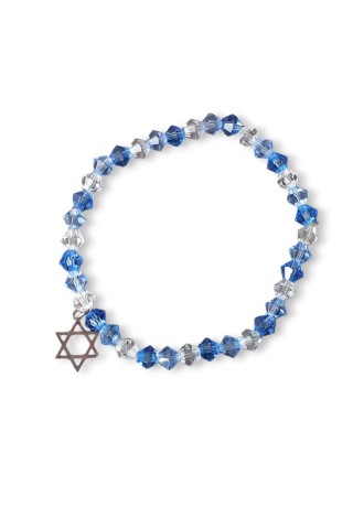 Blue and Clear Bi-cone Crystal Beads with Star of David Charm Bracelet Blue and Clear Bi-cone Crystal Beads with Star of David Charm Bracelet