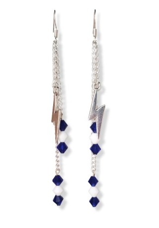 Blue and White Crystal Lightning Earrings