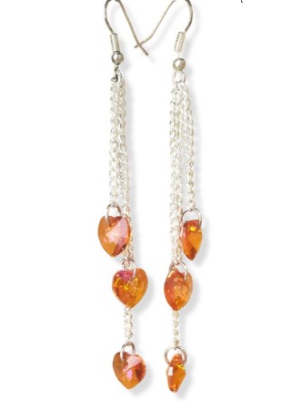 Austrian Crystal Orange Heart Earrings