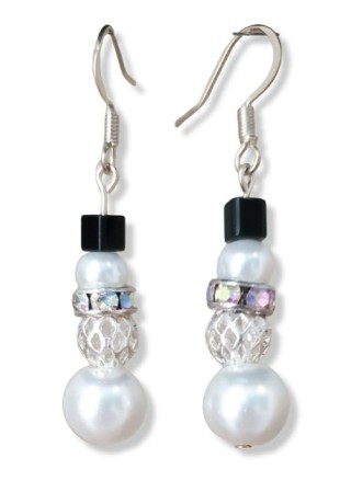 Snowman Crystal Pearl Earrings