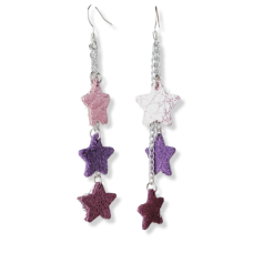 Pink and Purple Star Leather Earrings