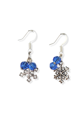Snowflake with Blue Bead Earrings