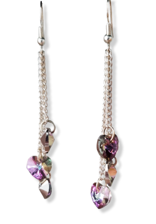 Austrian Crystal Pink Aurora Borealis Heart Earrings Austrian Crystal Pink Aurora Borealis Heart Earrings