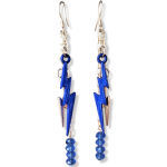 Blue Crystal Lightning Earrings with Blue and Silver Charms