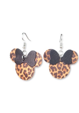 Leopard Print Leather Mouse Ears with Black Bow 