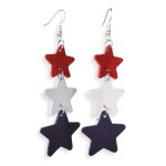 Red, White, and Blue Dangling Star Leather Earrings