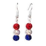 Red, Light Silver, and Blue Reflective Beads Earrings