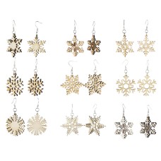 Snowflakes Laser-Cut Wooden Earrings