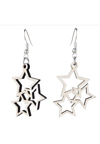 Stars Laser-Cut Wooden Earrings