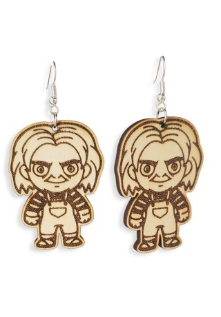 Chucky Laser-Cut Wooden Earrings