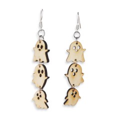 Three Ghosts Laser-Cut Wooden Earrings