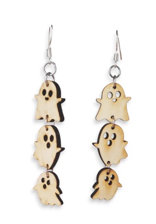 Three Ghosts Laser-Cut Wooden Earrings