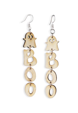 Ghost and a BOO Laser-Cut Wooden Earrings
