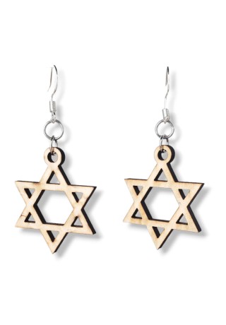 Star of David Laser-Cut Wooden Earrings