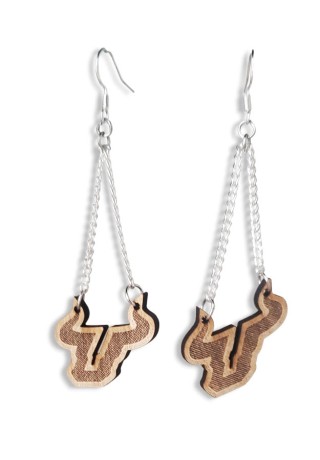 USF Bulls Dangling Laser-Cut Wooden Earrings