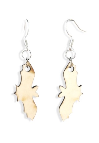 Rounded Ear Bat Laser-Cut Wooden Earrings