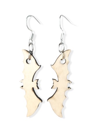 Pointed Ear Bat Laser-Cut Wooden Earrings