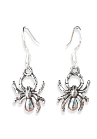 Silver Metal Spider Earrings