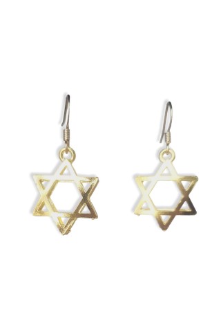 Gold Star of David Charm Earrings