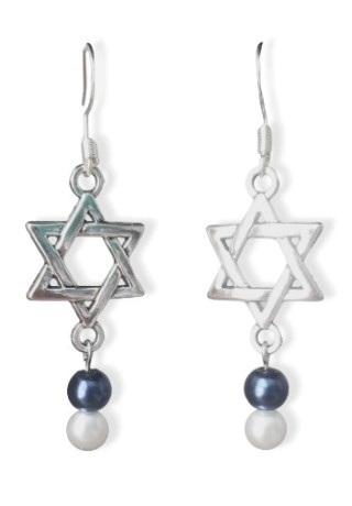 Star of David Crystal Pearl (below) Earrings Star of David Crystal Pearl (below) Earrings