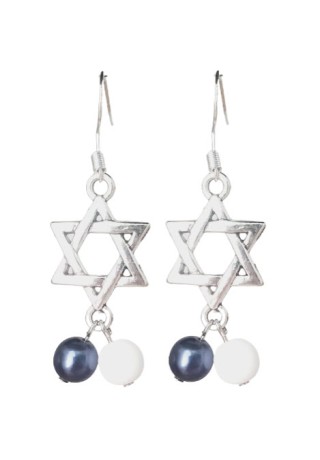 Star of David Crystal Pearl (below side x side) Earrings Star of David Crystal Pearl (below side x side) Earrings